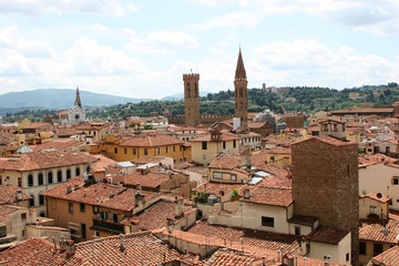 Fototapeta na wymiar aerial view of florence with mountains in the background, Italy