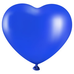 Großer blauer Herz-Ballon auf weißem Hintergrund 