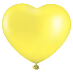 Großer gelber Herz-Ballon auf weißem Hintergrund 