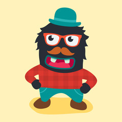 hipster monster. vector illustration