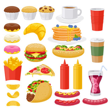 Beautiful fast food icons set.