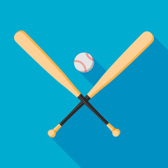 baseball bats and ball icon with long shadow