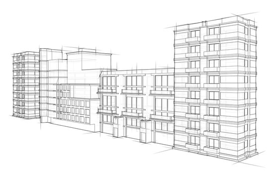 Architectural sketch drawing house