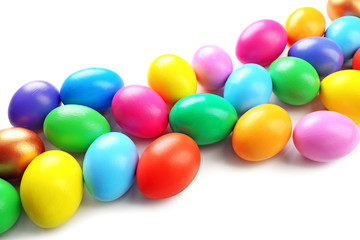 Colorful Easter eggs on white background