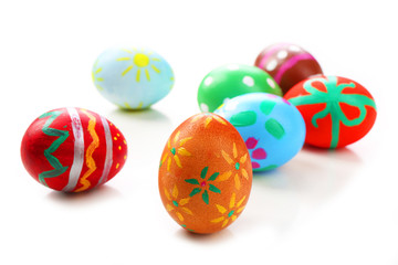 Fototapeta na wymiar Painted Easter eggs isolated on white