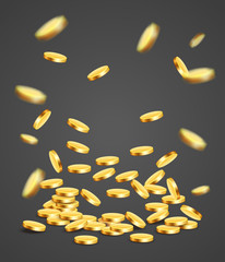 Fototapeta premium Gold coins falling down