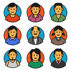 vector set of people icons. user avatars for web identity