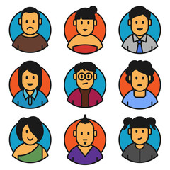vector set of people icons. user avatars for web identity