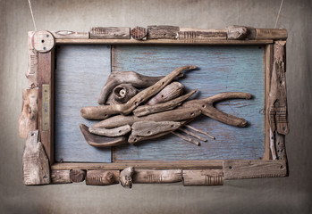 Image Of Fish Made Of Pieces Of Wood