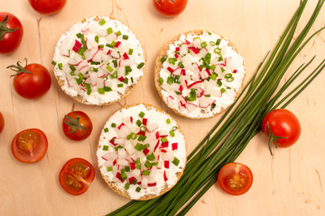 buns with cottage cheese and fresh radish