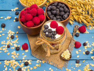 oat, oatmeal and fresh fruits