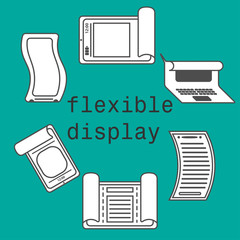 Flexible display smartphone icons flat style