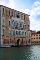 Obraz na płótnie Canvas Old Facade along Typical Water Canal in Venice, Italy