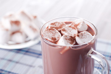 marshmallow in cocoa on a napkin