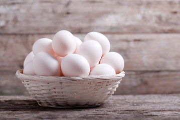 White eggs in the basket