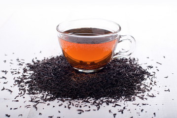 cup of black tea on the table