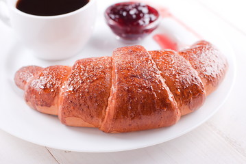 delicious croissant, close up