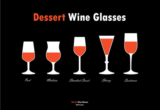 Dessert wine glass silhouettes vector