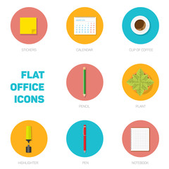 Set of office flat icons