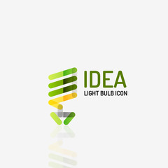 Logo, vector light bulb abstract linear geometric business icon. Idea concept