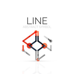 Linear abstract logo, connected multicolored segments of lines geometrical figure