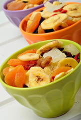 Colorful bowl with dried fruits