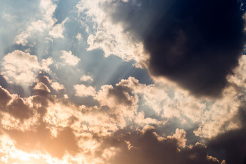 colorful dramatic sky with cloud at sunset