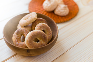 Freshly baked sugar cookies.  Closeup