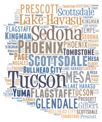 Word Cloud showing cities in Arizona