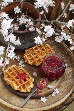 waffles with jam