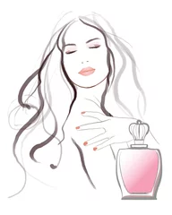 Outdoor kussens Jonge mooie vrouw die reclame maakt voor parfum © Isaxar