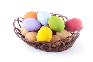 Many color of egg in basket