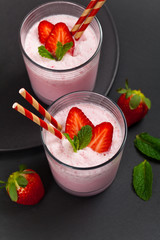 Strawberry Yogurt Smoothie. Selective focus.