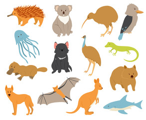Fototapeta premium Australian animals set.