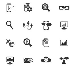 data analytic and social network icon set