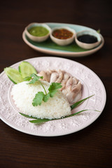 Hainanese chicken rice , Thai gourmet steamed chicken with rice