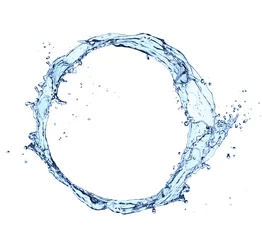 Fotobehang Water Water splash cirkel geïsoleerd op een witte achtergrond