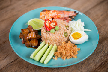 Shrimp paste fried rice, Thai food.