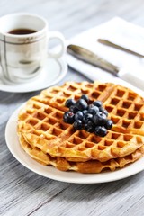 Waffle Breakfast with blueberries