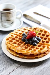 Waffle Breakfast with blueberries