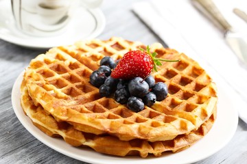 Waffle Breakfast with blueberries