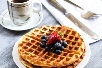 Waffle Breakfast with blueberries