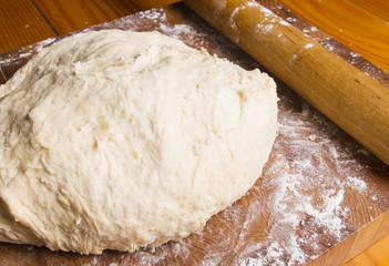 dough on a wooden Board