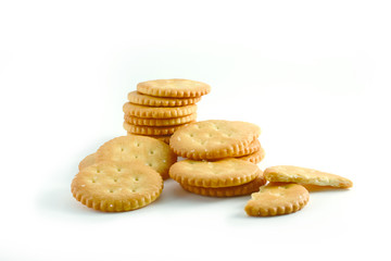 Crackers on white background
