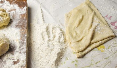 dough on a wooden Board