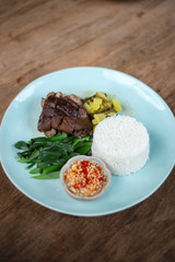 Stewed pork leg with rice.