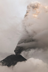 Aerial View Of Tungurahua Volcano Spewing Ash And Gas