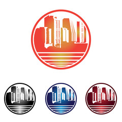 Circle Dawn Skyscraper Cityscape on the Water