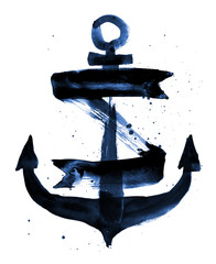 Watercolor illustration of an anchor © Karma
