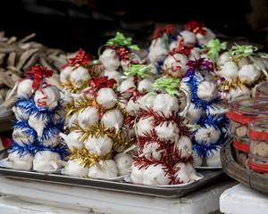 Decorated garlic for sale in Hoi An, Vietnam